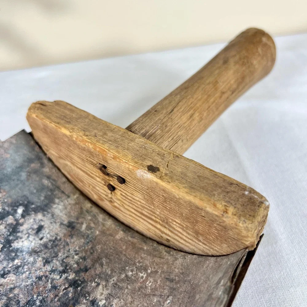 Antique Rustic Primitive Grain Feed Scoop With Wooden Handle